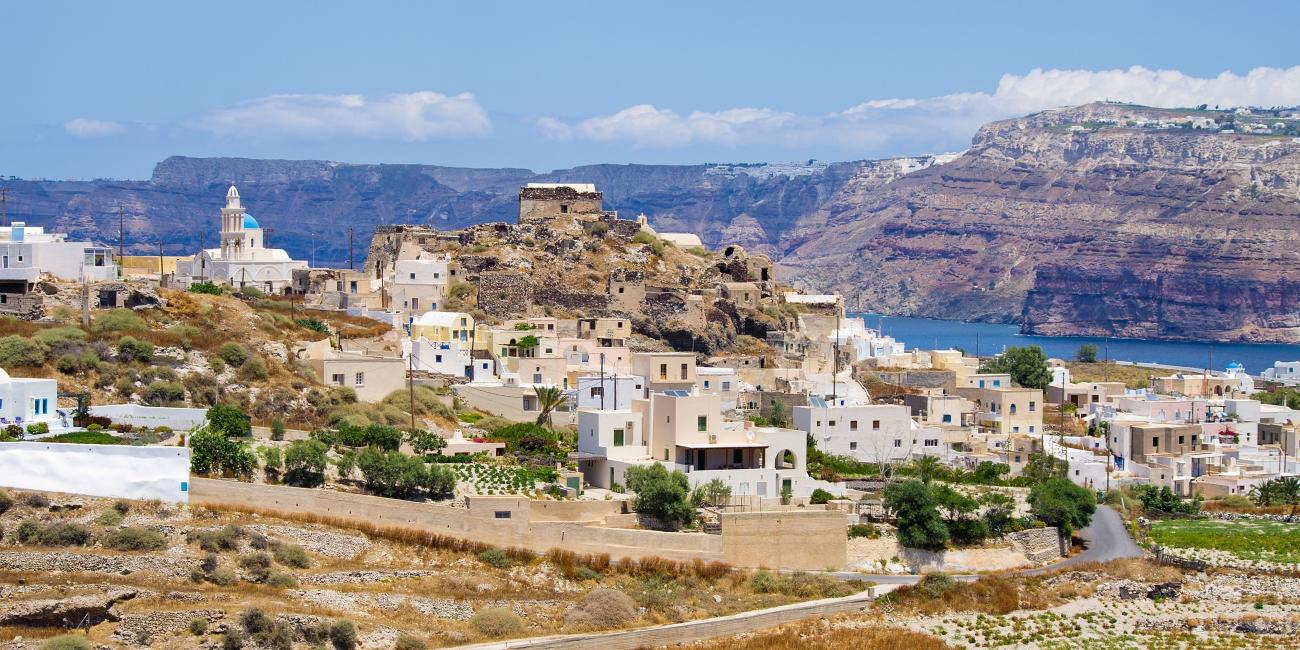 Veduta dell'antico villaggio di Akrotiri, Santorini