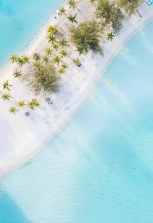 Spiaggia bianca nel mare cristallino | Polinesia | Turisanda